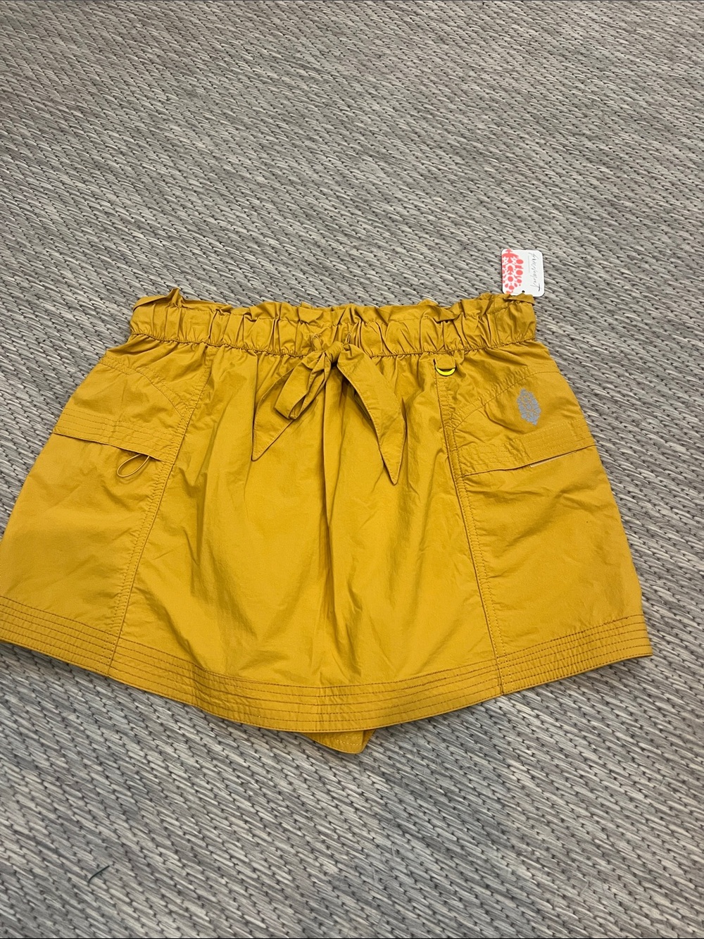 Free People Mustard Yellow Paperbag Waist Shorts
